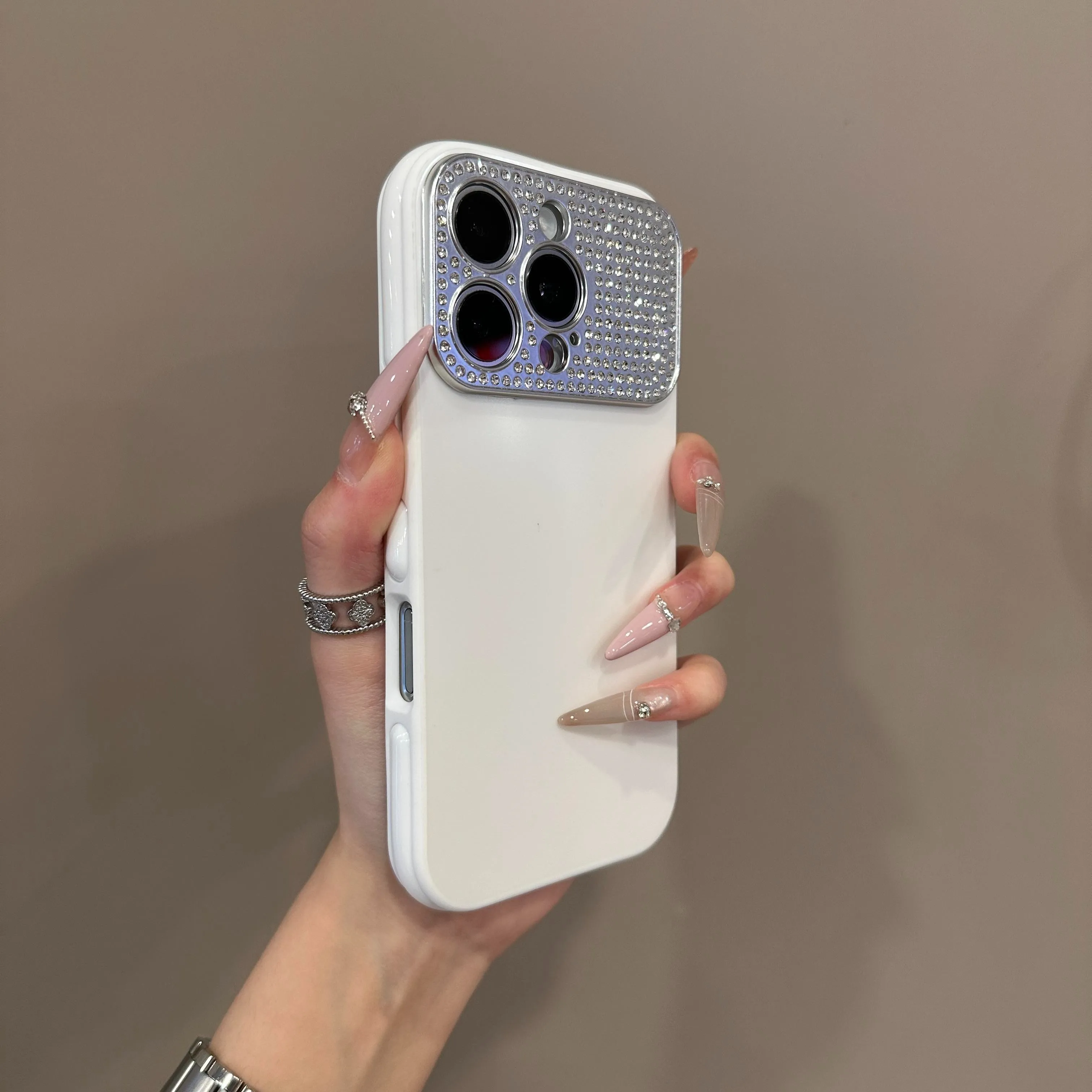 Capa Protetora Para Câmera Com Diamantes Brilhantes (para Iphone 11 Branco)