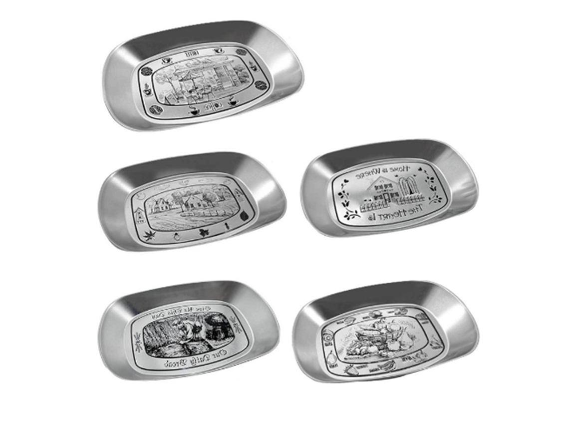 Tábua de Frutas Aço Inox Retro 5 Peças Portátil