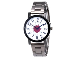 Relógio Zhoulianfa Quartz com Pulseira de Aço para Casais, Mostrador Colorido com Pontos (Vermelho e Roxo)