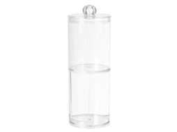 Organizador de cotonetes de 2 camadas redondo plástico transparente para banheiro e quarto com marca