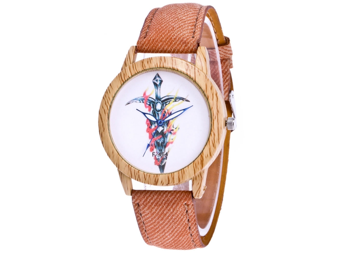 Relógio feminino elegante Zhoulianfa, analógico de quartzo com pulseira de couro PU (bege)