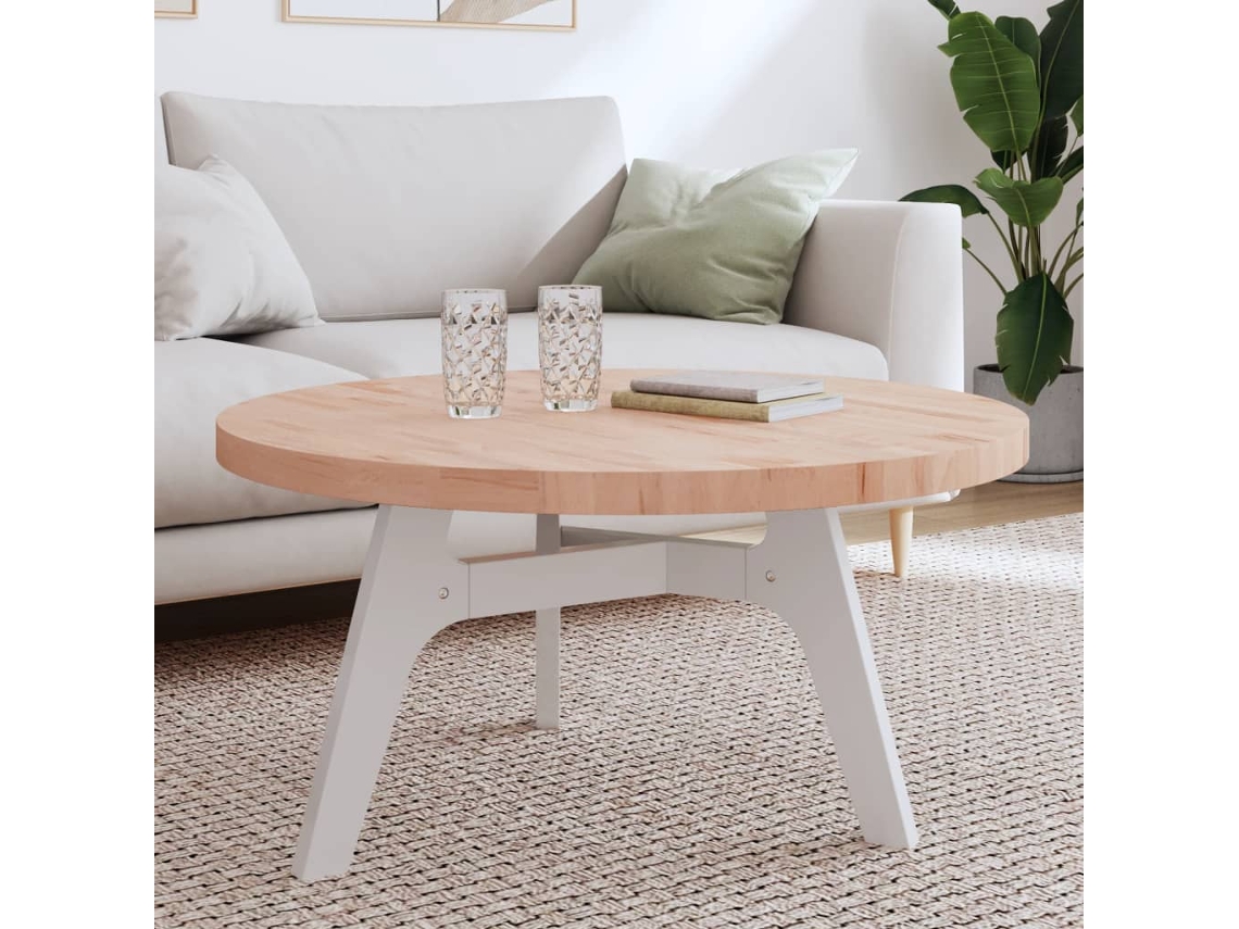 Vidaxl Tampo De Mesa Redondo Ø90x4 Cm Madeira De Faia Maciça