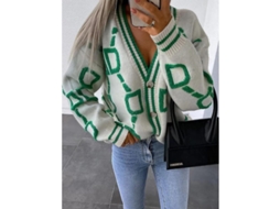 Fasst cardigan de Ponto Mulher, Manga Longa, Casual, Quente, Estilo Inglês | S/MARCA