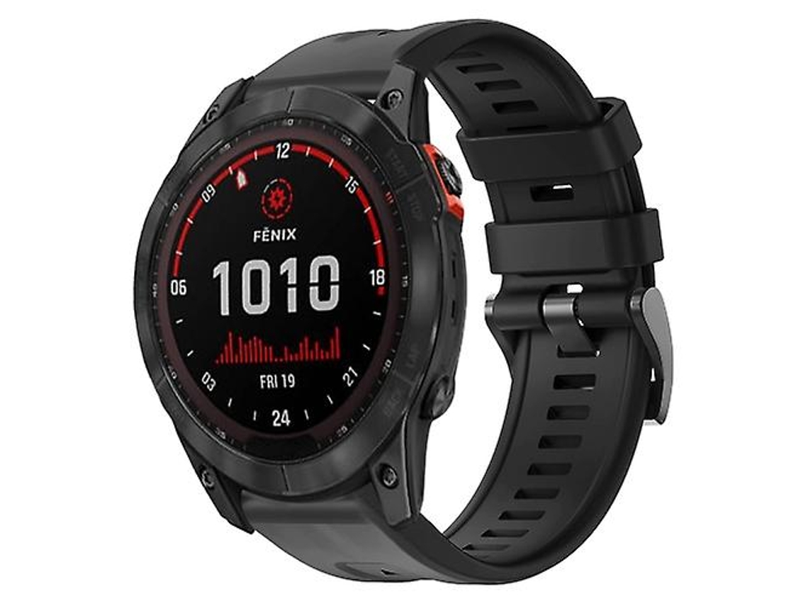 Bracelete para Garmin Fenix 7X Fivela de Metal Solar Cor Sólida Silicone Pulseira Relógio Preto VENISYMLIS