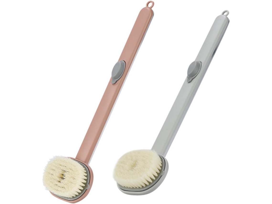 Escova Esfoliante Corporal Ultechnovo Com Cabo Longo Em Pp, 2 Peças, Para Banho, Promove A Circulação E Melhora Saúde Da