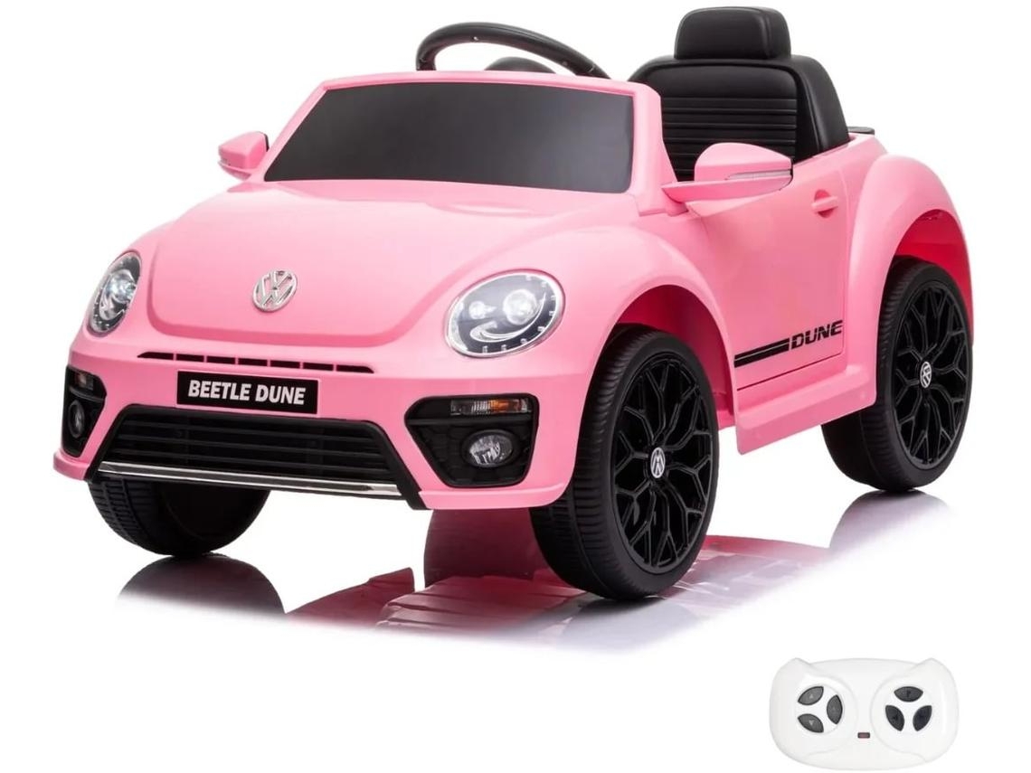 Volkswagen Beetle Carro Elétrico Infantil 1 A 4 Anos – Carro Infantil 12v Com Telecomando, Portas Funcionais &amp; Arranque Suave – Rosa