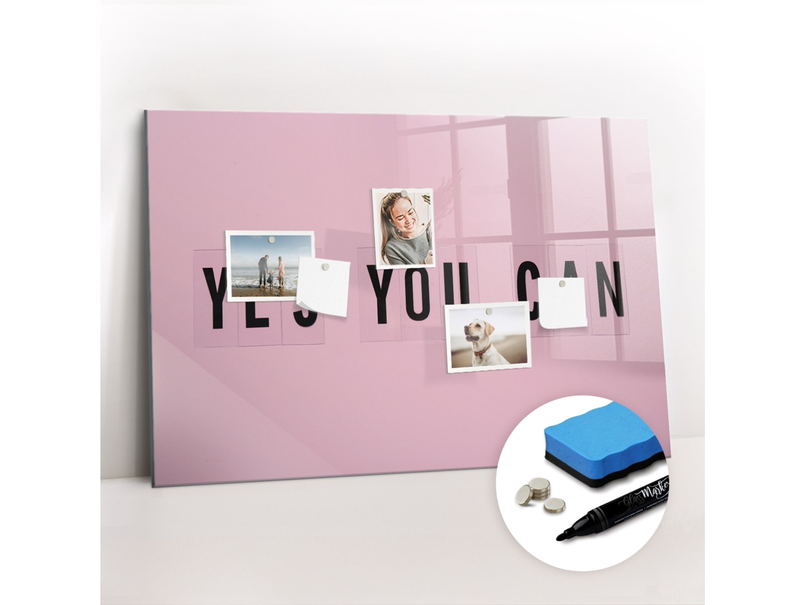 Quadro De Vidro Magnético Yes You Can Para A Sala De Estar Espelharte (90x60 Cm)