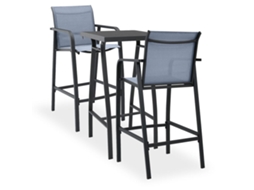 Conjunto Bar 3 Peças Para Jardim Preto E Cinzento Dkd Home Decor