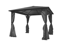 Vidaxl Gazebo Com Cortina 300x300 Cm Alumínio Antracite
