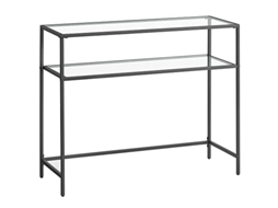 Mesa de Console Moderna em Aço Preto com 2 Prateleiras de Vidro PRICENET