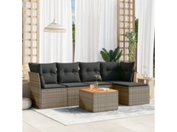 6 Pcs Conjunto Sofás De Jardim Com Almofadões Vime Cinza Dkd Home Decor