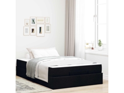 Vidaxl Estrutura De Cama Com Colchão 2 Unid. Preto Tecido