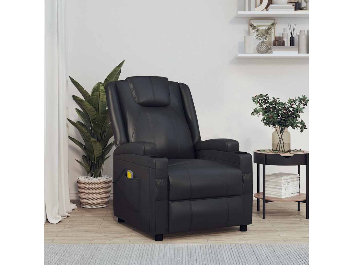 Vidaxl Poltrona De Massagens Couro Artificial Preto