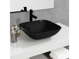 Vidaxl Lavatório 42x42x14 Cm Vidro Preto