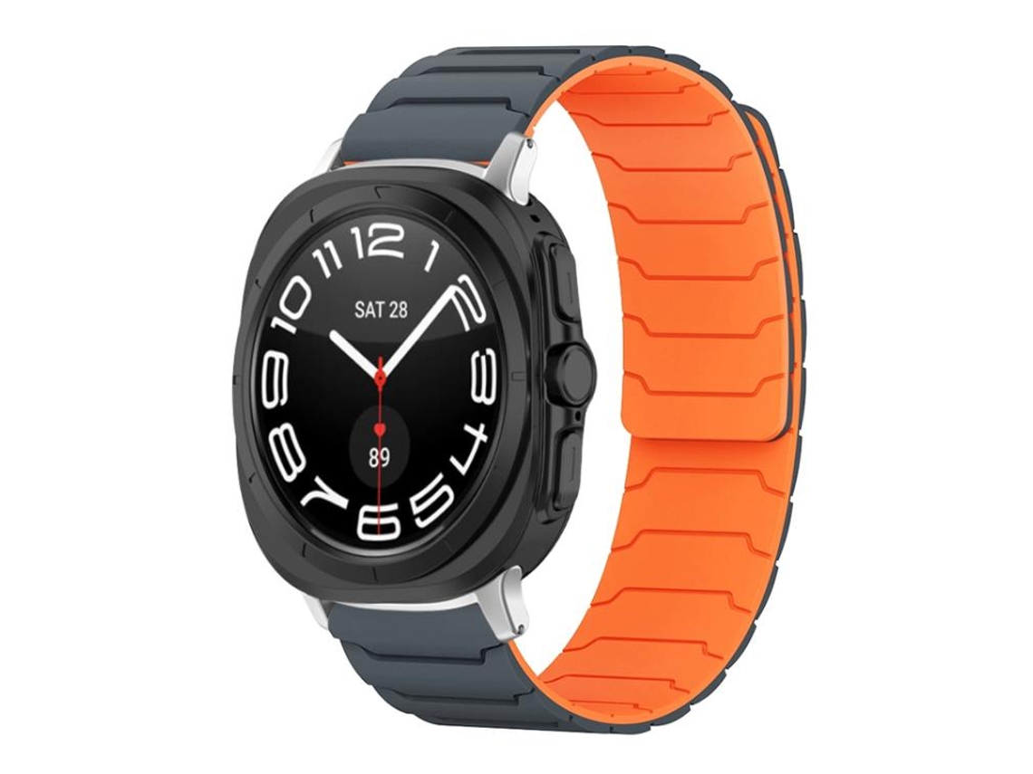 Bracelete Silicone Magnético Cinza Laranja para Samsung Galaxy Watch Ultra XIAOMOYU (47mm)