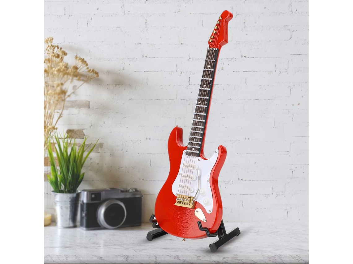 Modelo De Guitarra Eléctrica Roja Miniatura, Manualidad De Instrumento Musical, Decoración Y Regalo