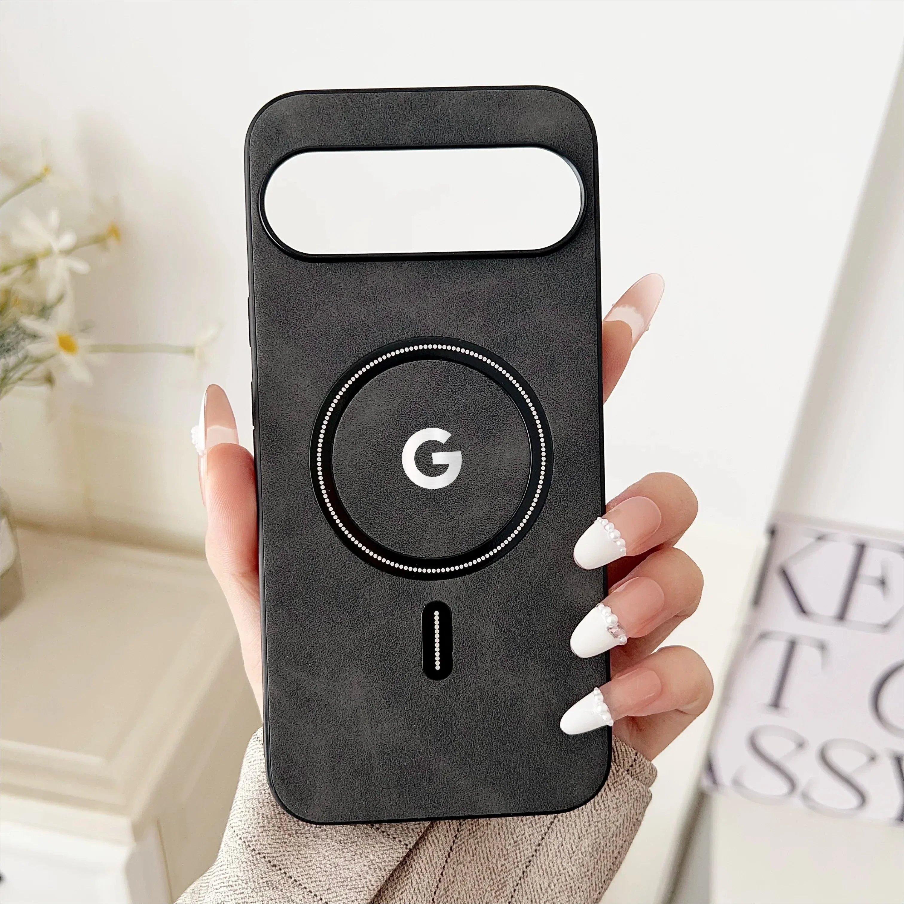 Capa De Couro Magsafe (preta, Compatível Com Google Pixel 9 Pro), Resistente A Quedas, Magnética E Com Carregamento Sem Fio.