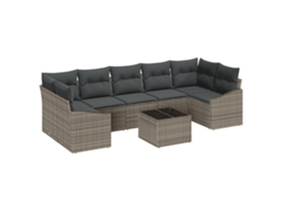 Conjunto 8 Móveis De Jardim Vidaxl Cinzento Vime Pe (289 X 123,5 X 85 Cm)