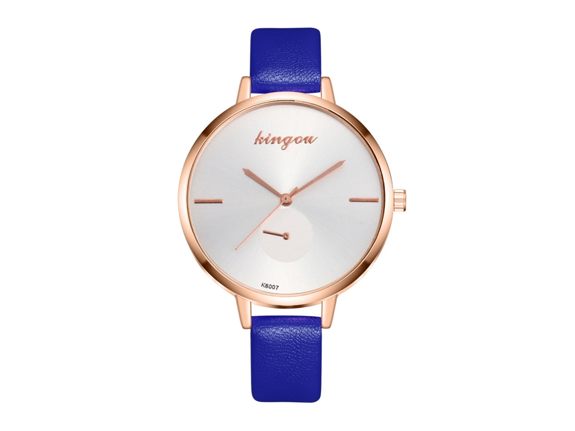 Relógio de Pulso Feminino de Quartzo com Pulseira de Couro Pu Zhoulianfa Azul
