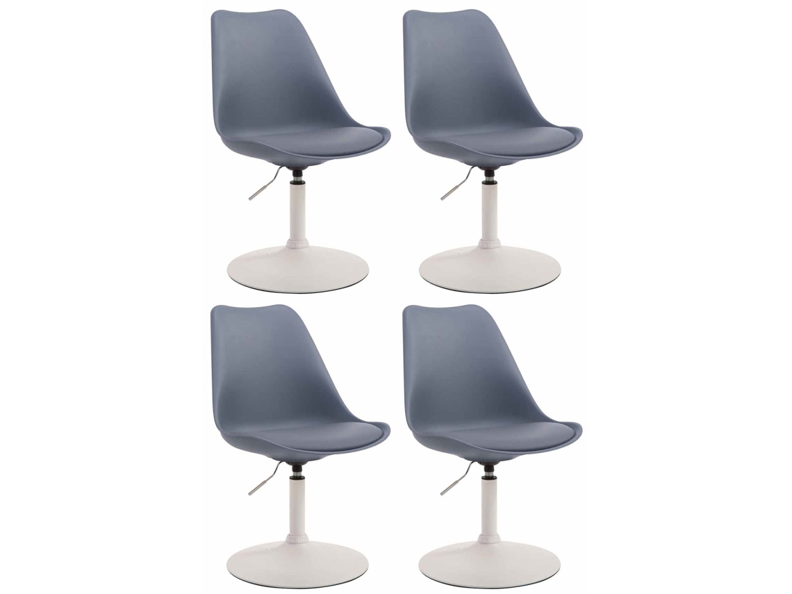 Conjunto de 4 cadeiras de jantar em plástico Maverick cinza/branco CLP