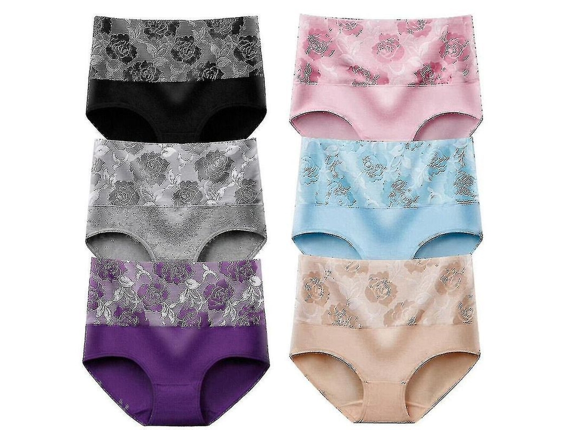 Calcinha de Cintura Alta de Algodão com Efeito Modelador, Elástica, Respirável e Absorvente Tamanhos L a 5xl Preto