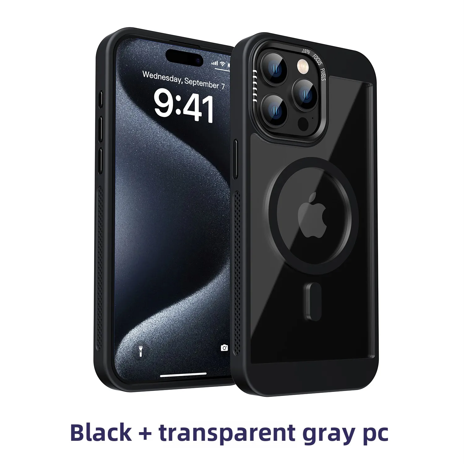 (iphone 16 Plus, Preto) Capa Protetora De Acrílico Semitransparente, Compatível Com Encaixe Magnético Magsafe.