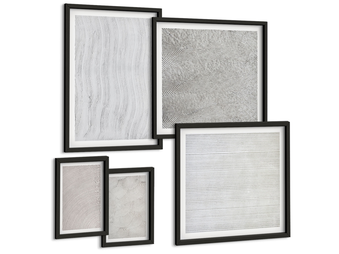 Conjunto De Pinturas Padrões De Areia Estruturas Geometria Espelharte (5 Peças)
