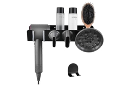 Suporte de Parede Preto para Secador Cabelo, Organizador Ganchos Cabelo Dyson Supersonic. GOKOCO