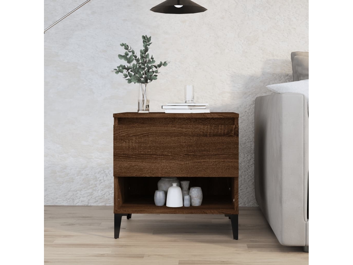 Vidaxl Mesa De Apoio 50x46x50 Cm Derivados Madeira Carvalho Castanho