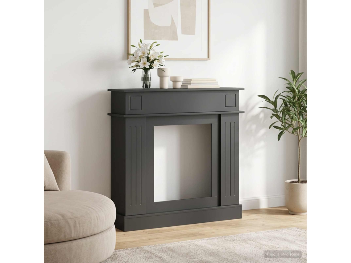 Vidaxl Moldura De Lareira Preto 102 X 26 X 100 Cm Derivados De Madeira