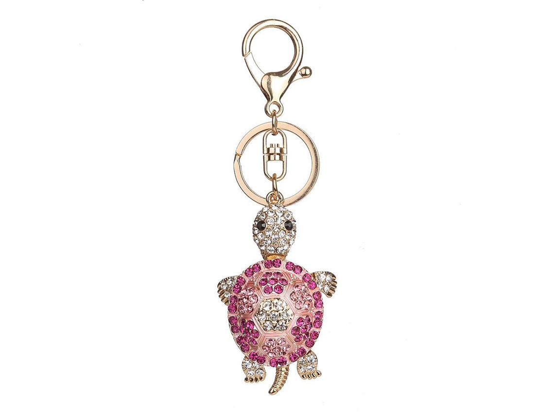 2026 chaveiro de Liga com Tartaruga de Strass Vermelho Rosa