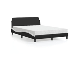 Vidaxl Cama Com Colchão Dover 140x200 Cm Couro Artificial Preto E Branco