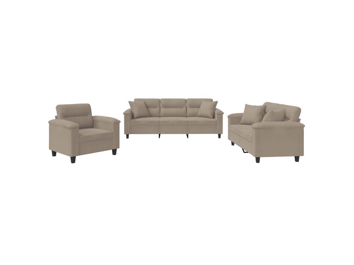 Sofa Set, Sofa Sets Vidaxl Cinzento-acastanhado Microfibra (n/a)