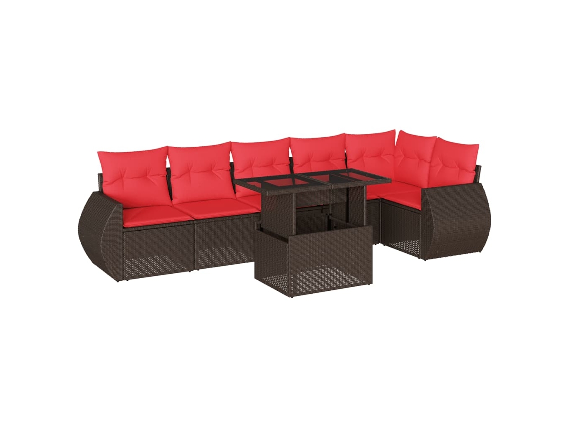 Conjunto de Sofá de Jardim, 7 Peças, Almofadas, Rattan Preto MAISON EXCLUSIVE