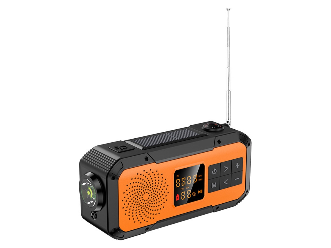 Rádio De Emergência Solar De 2000mah Com Manivela, Am/fm/wb/noaa, Multifuncional, Lanterna De Emergência E Bateria Externa, Laranja. Brilvibera