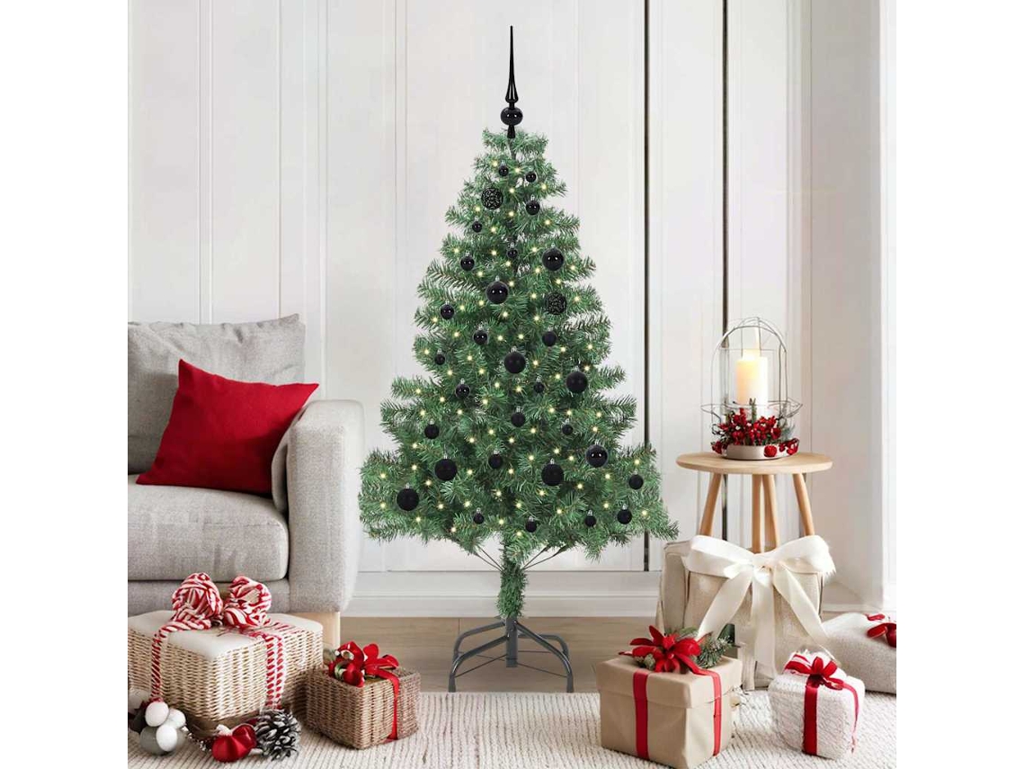 Vidaxl Árvore De Natal Com 150 Leds Com Suporte Verde 150 Cm Pvc