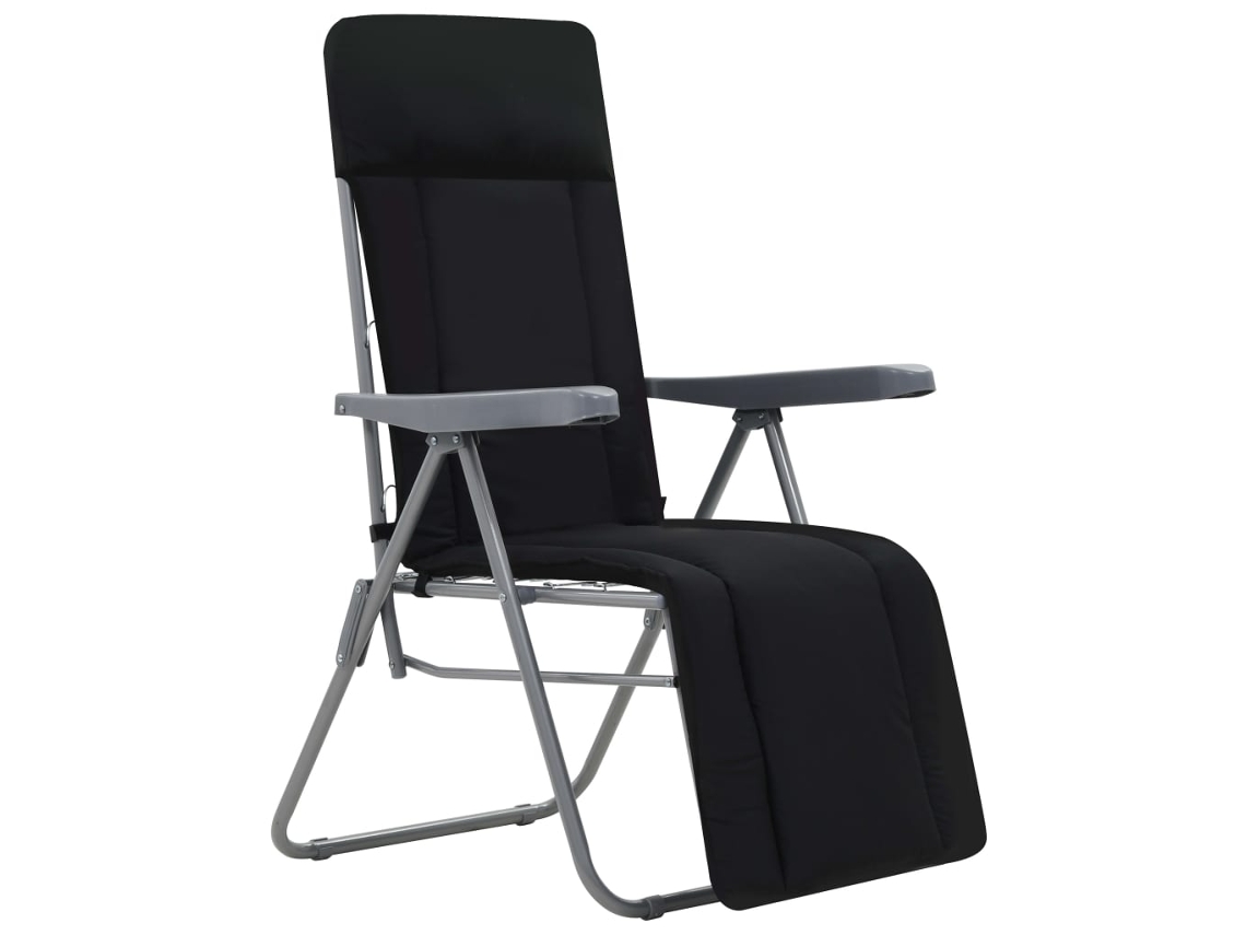 Maison Exclusive - Conjunto De 2 Cadeiras Dobráveis Com Almofadas, Na Cor Preta.