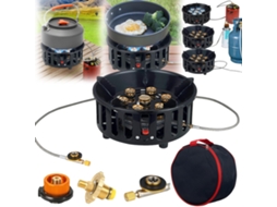 Fogão A Gás De Três Bocas De 16800w Conjunto De 3 Adaptadores Ignição Piezoelétrica Festa Ao Ar Livre Zeuxo