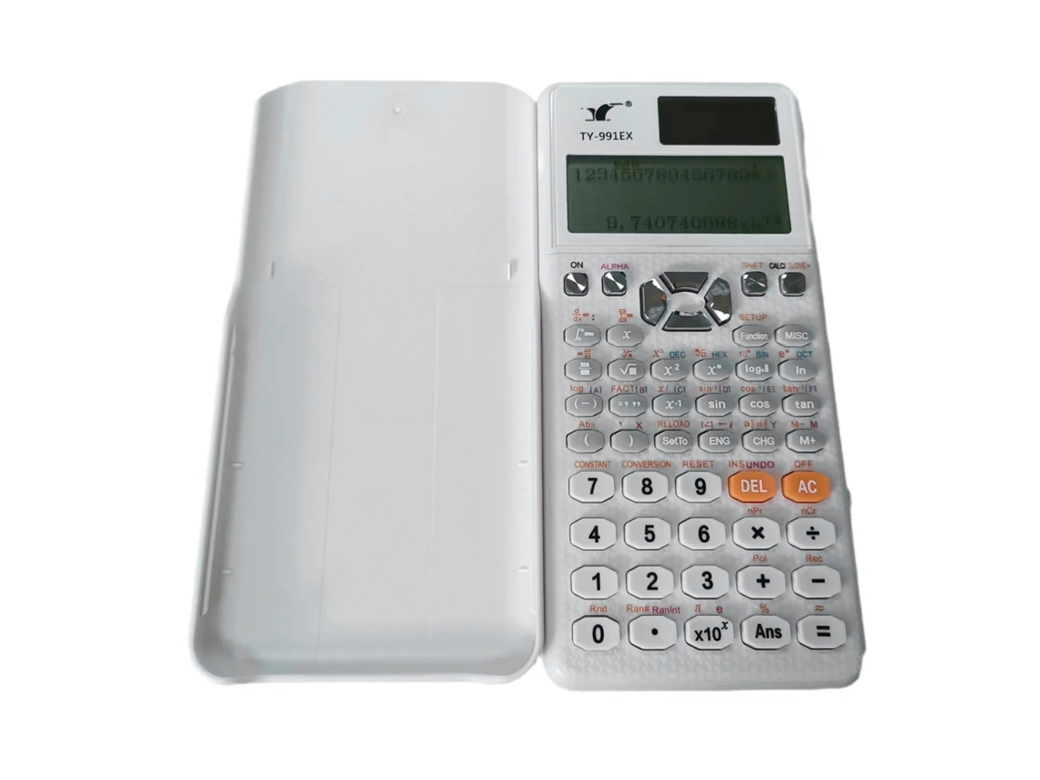 Calculadora Científica com 552 funções tela HD energia dual para estudantes professores engenheiros portátil TY 991EX branco | S/MARCA