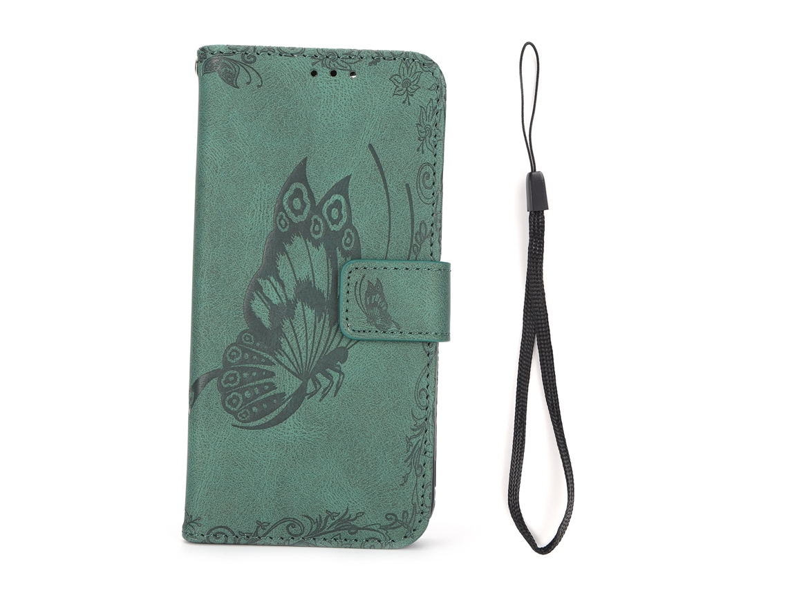 Capa de Couro Verde para iPhone 12 Pro com Slot para Cartão EOOCOO