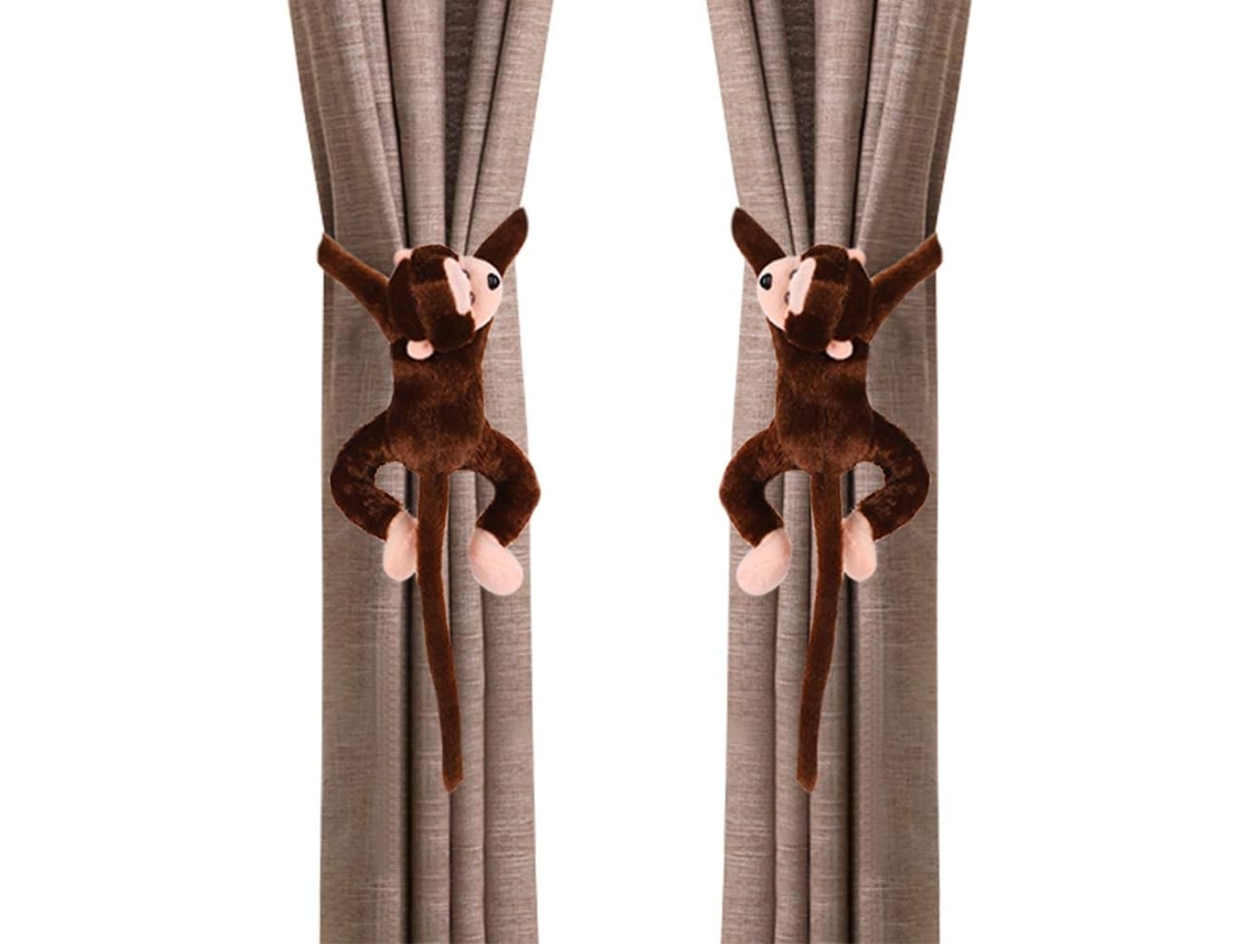 Par De Prendedores Cortina Fofos Em Formato Macacos Com Cauda Longa Para Quarto Infantil, Acessórios Janela, Decoração Casa, Sala Aquaforge