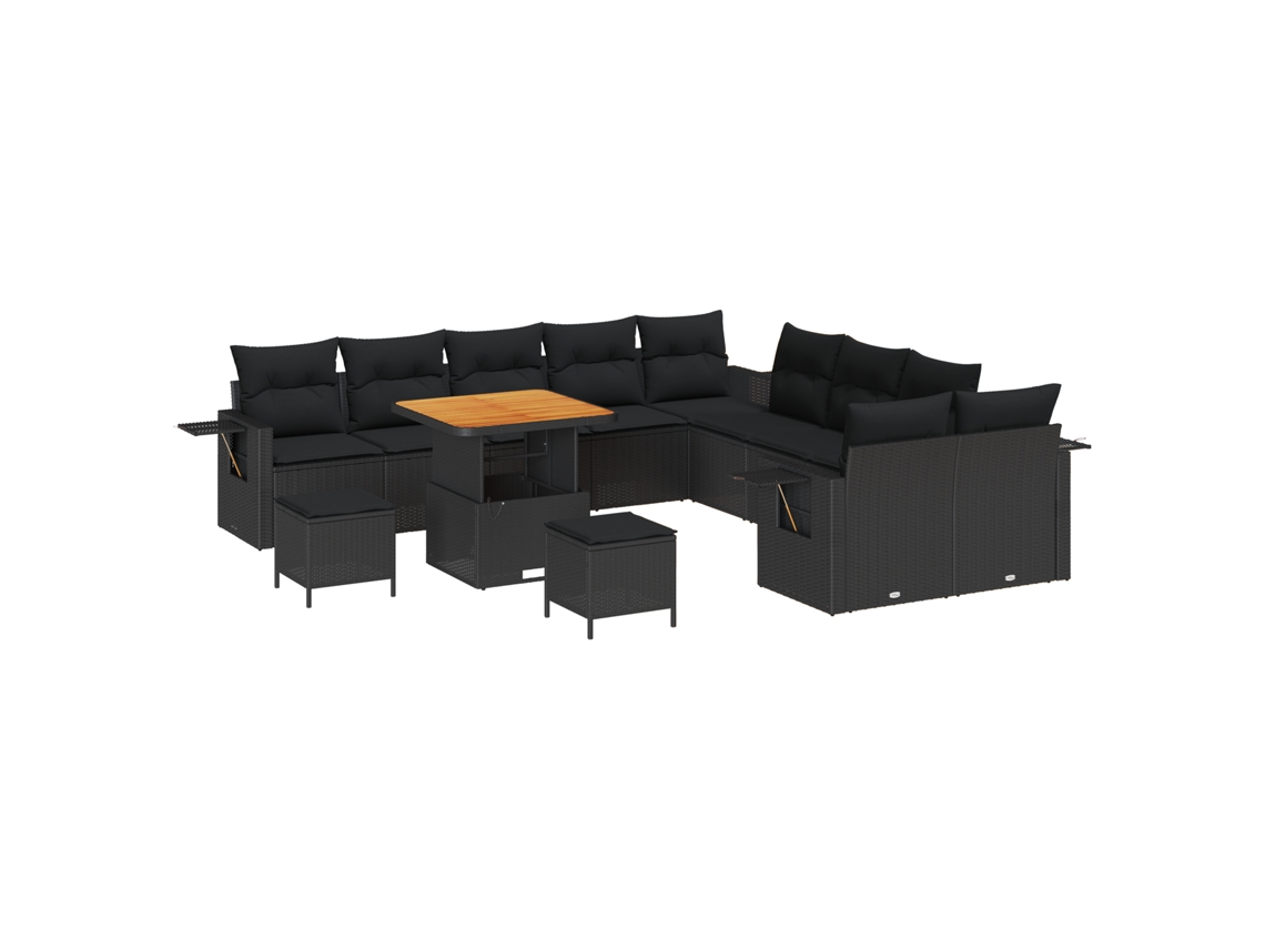 Conjunto 13 Conjunto De Móveis De Jardim Vidaxl Preto Vime Pe (80 X 80 X 71 Cm)