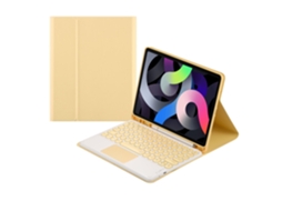 Lurelia Capa Com Teclado Bluetooth Para Ipad 8 10.2, Amarelo E Branco