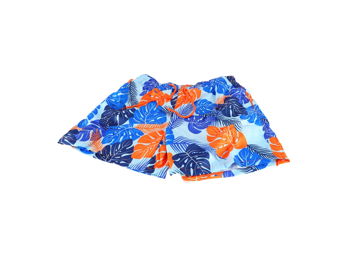 Bermudas de Praia Estampadas Masculinas com Cinto Elástico Ajustável Azul Claro M