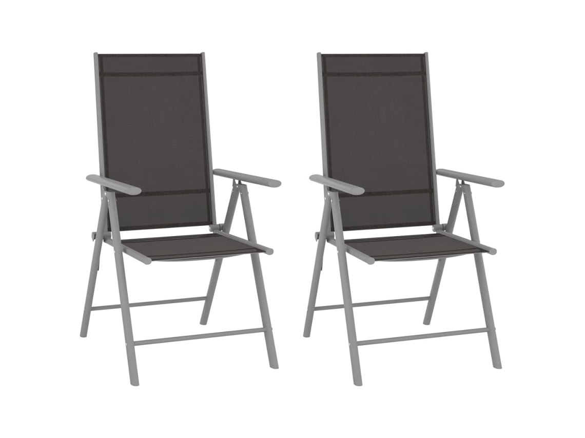 Cadeiras Dobráveis De Jardim 2 Pcs Textilene Preto Dkd Home Decor
