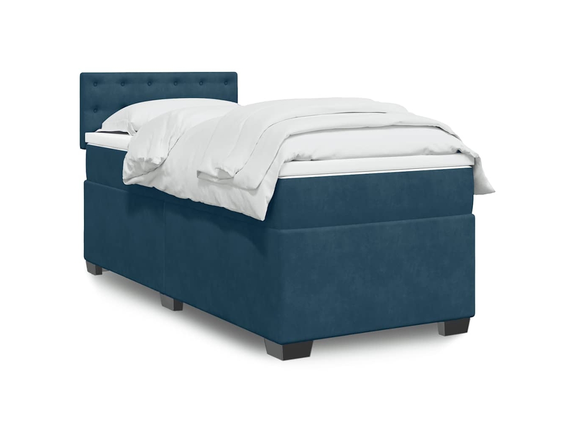 Vidaxl Cama com Molas/colchão 80x200 Cm Veludo Azul escuro