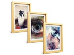 Pinturas Murais Modernasretrato De Uma Mulher, Emoções Abstratas Moldura Dourada Fotos Para O Corredor Espelharte (3 Peças 20x30 Cm)