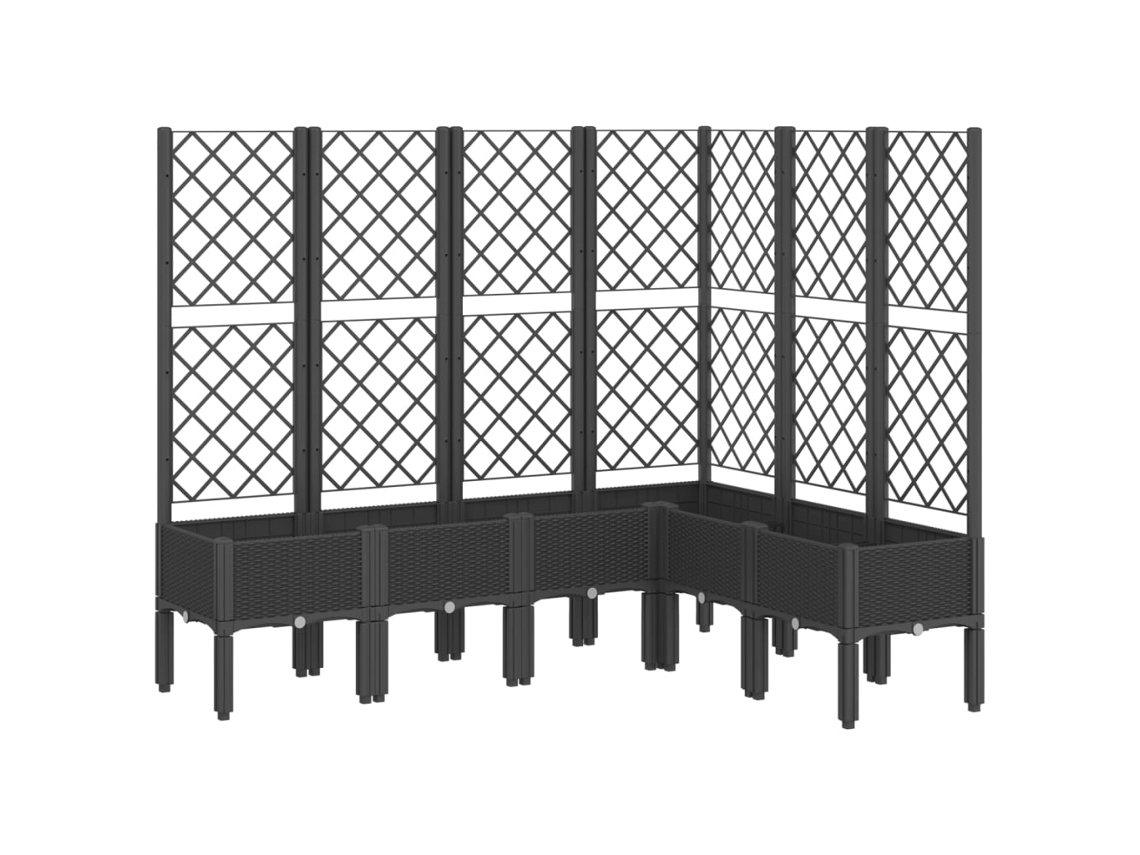 Vaso/Floreira de Jardim com Treliça VIDAXL Pp Preto 160 X 120 X 142 Cm