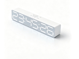 Barra De Som Com Relógio Digital, Acabamento Espelhado, Alto-falante Estéreo De Mesa Bluetooth 5.0, Controlável Por Aplicativo (branco).