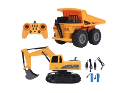 Ats brinquedo de Veículo de Engenharia com Controle Remoto 2 em 1: Caminhão de Dumper e Escavadora Rc para Crianças